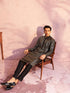 SHRESTHA BY VASTRAMAY Men's Black Georgette Embellished Kurta Pant Set